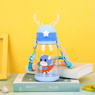 600ml Reindeer Kids Water Bottle – Cute & Leak-Proof with Strap