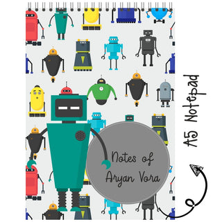 Personalised Notepad - Robot Pattern - (PREPAID ORDER)