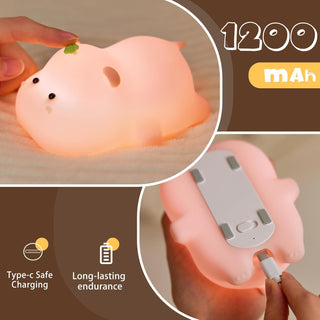 Cute Baby Hippo Design Silicon Night Lamp