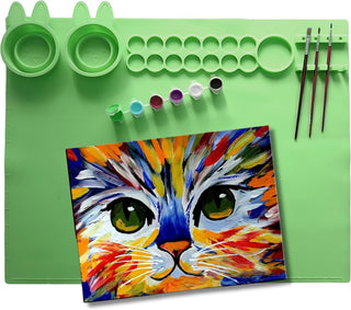 Silicone Painting Mat with Brush Holder for Kids Mess Free for Crafts