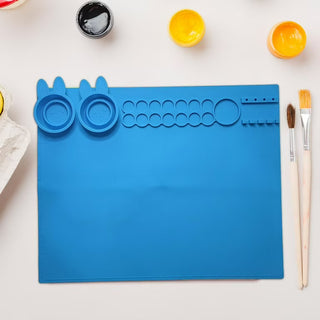 Silicone Painting Mat with Brush Holder for Kids Mess Free for Crafts