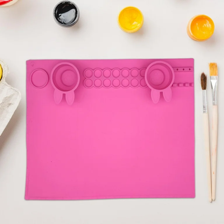 Silicone Painting Mat with Brush Holder for Kids Mess Free for Crafts