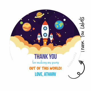 Round Thank You Label - Space (24 Pcs) (PREPAID ONLY)