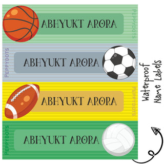 Waterproof Labels - SPORTS - Pack of 88 labels - PREPAID ONLY