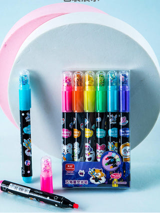 Cartoon-Themed Star Highlighters - Set of 6