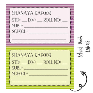 School Book Labels - STRIPES - Pack of 36 labels - PREPAID ONLY