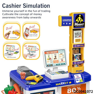 Kids Supermarket Checkout Playset with Scanner & Basket