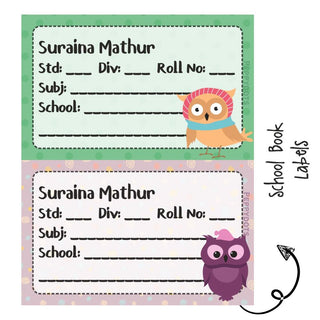 School Book Labels - Sweet Owl - Pack of 36 labels - PREPAID ONLY