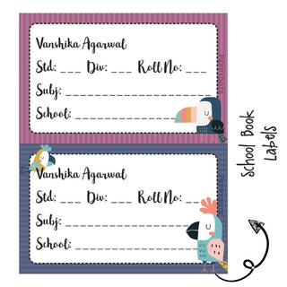 School Book Labels - Taucan - Pack of 36 labels (PREPAID ONLY)