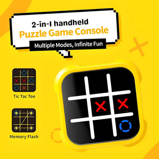 4-in-1 Electronic Tic Tac Toe & Memory Game – Portable Handheld Puzzle Console