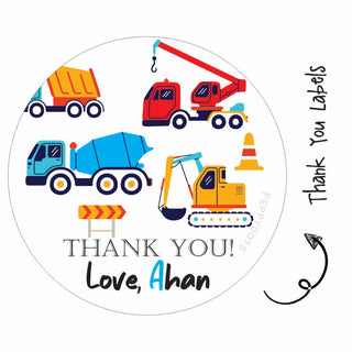 Round Thank You label - Transport (24 Pcs) (PREPAID ONLY)