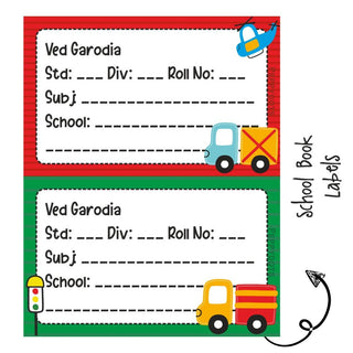 School Book Labels - Transport - Pack of 36 labels PREPAID ONLY