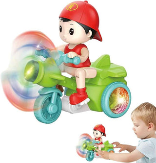 Cool Electric Musical Tricycle with Flashing Lights & Movable 360 Degrees Rotating Stunt toy for Kids