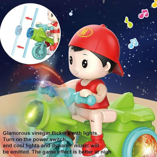 Cool Electric Musical Tricycle with Flashing Lights & Movable 360 Degrees Rotating Stunt toy for Kids