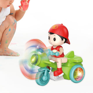 Cool Electric Musical Tricycle with Flashing Lights & Movable 360 Degrees Rotating Stunt toy for Kids