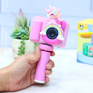 Unicorn-Design Electronic Camera with Tripod for Kids (Random Colour)