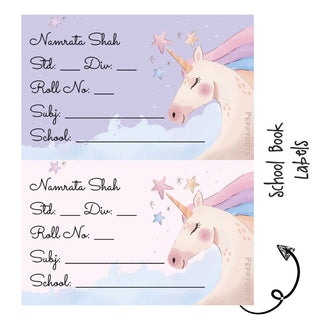 School Book Label - Unicorn - Pack of 36 labels (PREPAID ONLY)