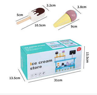 Wooden Ice Cream Counter Play Set for Kids