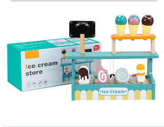 Wooden Ice Cream Counter Play Set for Kids