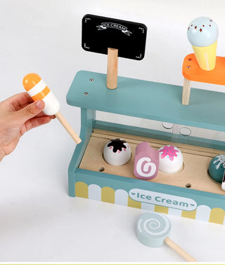 Wooden Ice Cream Counter Play Set for Kids