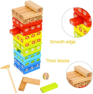 Jenga Wooden Stacking Game Wooden Building Blocks Puzzle 54 Pcs - Animal & Unicorn Variant