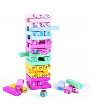 Jenga Wooden Stacking Game Wooden Building Blocks Puzzle 54 Pcs - Animal & Unicorn Variant