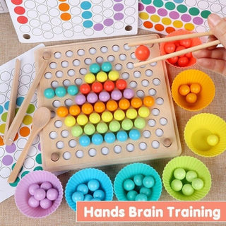 Wooden Montessori Kids Toys Hands Brain Training Clip Beads Puzzle Board