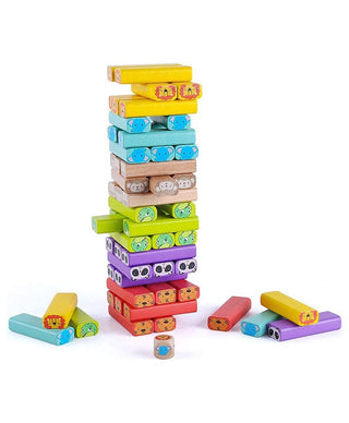 Jenga Wooden Stacking Game Wooden Building Blocks Puzzle 54 Pcs - Animal & Unicorn Variant