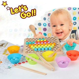 Wooden Montessori Kids Toys Hands Brain Training Clip Beads Puzzle Board