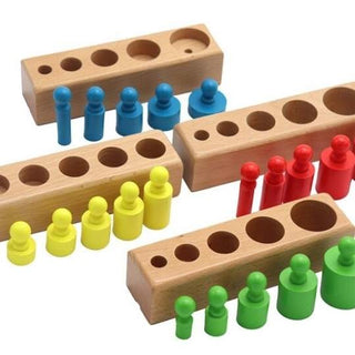 Wooden Montessori Cylinder Blocks Colourful Educational Toys