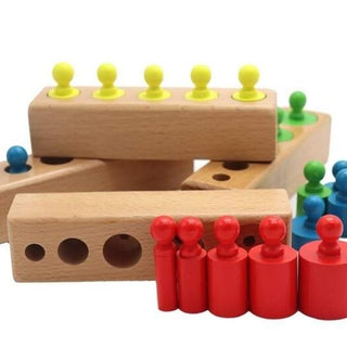 Wooden Montessori Cylinder Blocks Colourful Educational Toys