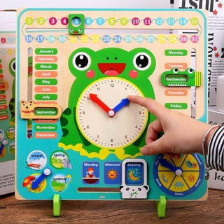 Kids Montessori Wooden Toys | Baby Weather Season Calendar Clock Time Cognition Puzzle