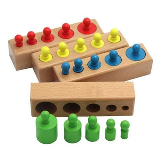 Wooden Montessori Cylinder Blocks Colourful Educational Toys