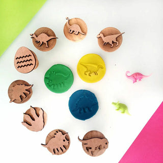 DINO Wooden Play Dough Stamp Set of 9