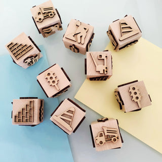 Construction Play Dough Stamp Cube (One Set of Cube)