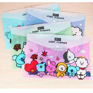 BT21 Themed A4 Document File Folder Bag, Snap Button Organizer