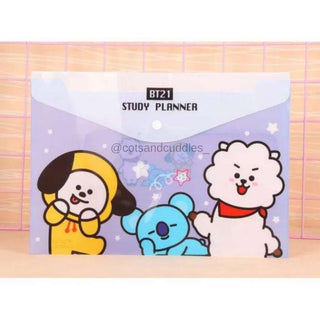 BT21 Themed A4 Document File Folder Bag, Snap Button Organizer