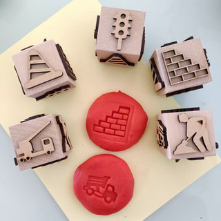 Construction Play Dough Stamp Cube (One Set of Cube)