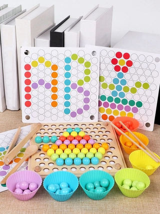 Wooden Montessori Kids Toys Hands Brain Training Clip Beads Puzzle Board