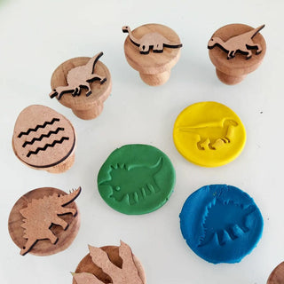 DINO Wooden Play Dough Stamp Set of 9