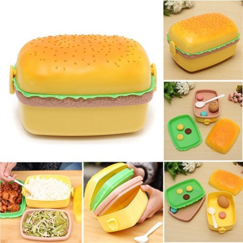 Lomubue Fun Cartoon Burger Lunch Box with Compartments Lovely
