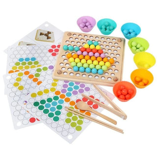 Wooden Montessori Kids Toys Hands Brain Training Clip Beads Puzzle Board