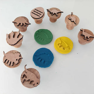 DINO Wooden Play Dough Stamp Set of 9