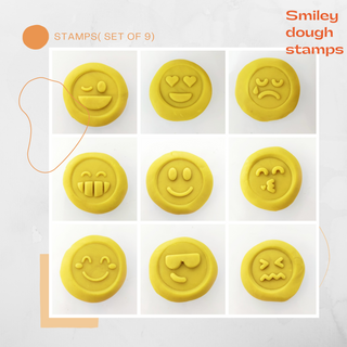 Smiley Wooden Play Dough Stamp Set of 9