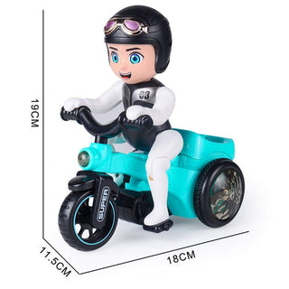 Electric Musical Tricycle with Flashing Lights & Movable 360 Degrees Rotating Stunt toy for Kids