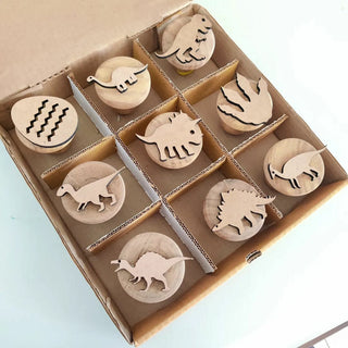 DINO Wooden Play Dough Stamp Set of 9