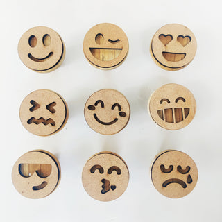 Smiley Wooden Play Dough Stamp Set of 9