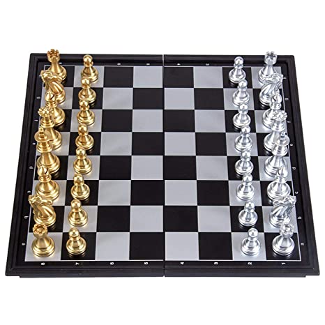 Large Strange Chess Set Folding Family Silver Gold Chess Pieces