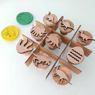 DINO Wooden Play Dough Stamp Set of 9