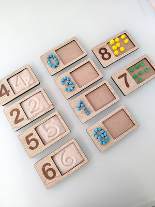 Wooden Numbers Tracing Writing and Counting Tray